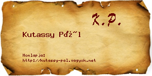 Kutassy Pál névjegykártya